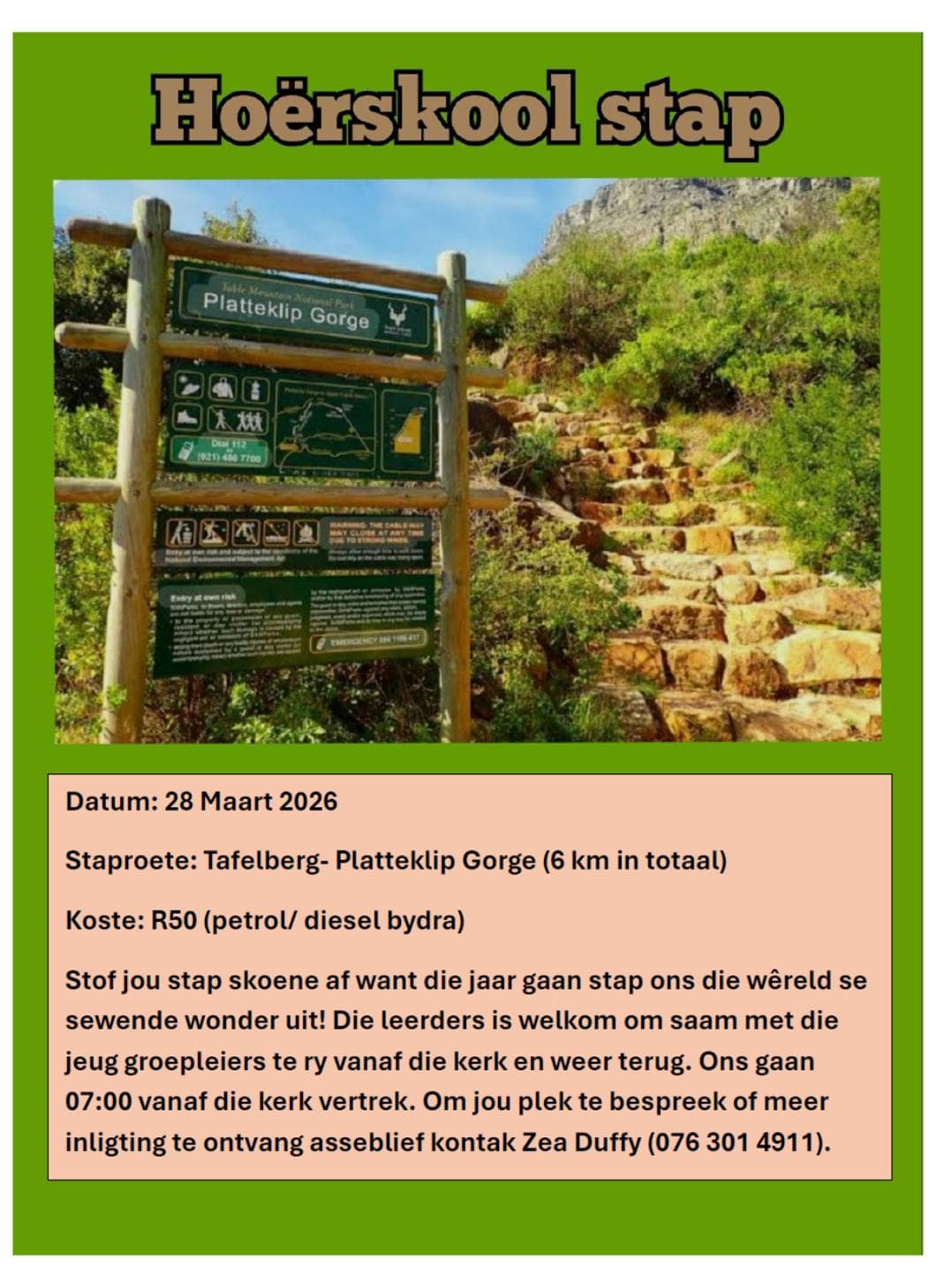 Hoërskool stap na Tafelberg