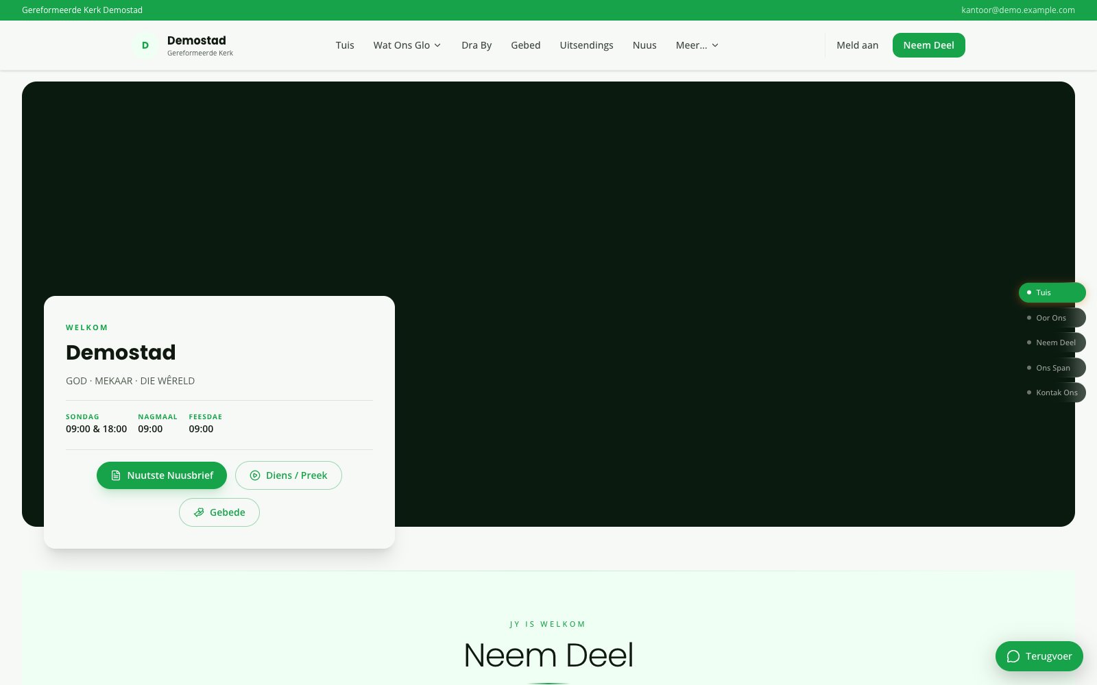 A congregation website built on Kalah
